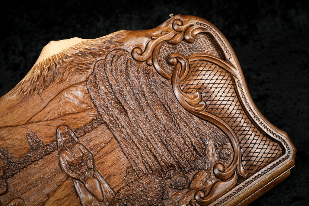 Handmade Walnut Backgammon Set with Rural Scene, Hornbeam Inlay and Ararat Outline, 60 cm - photo 10