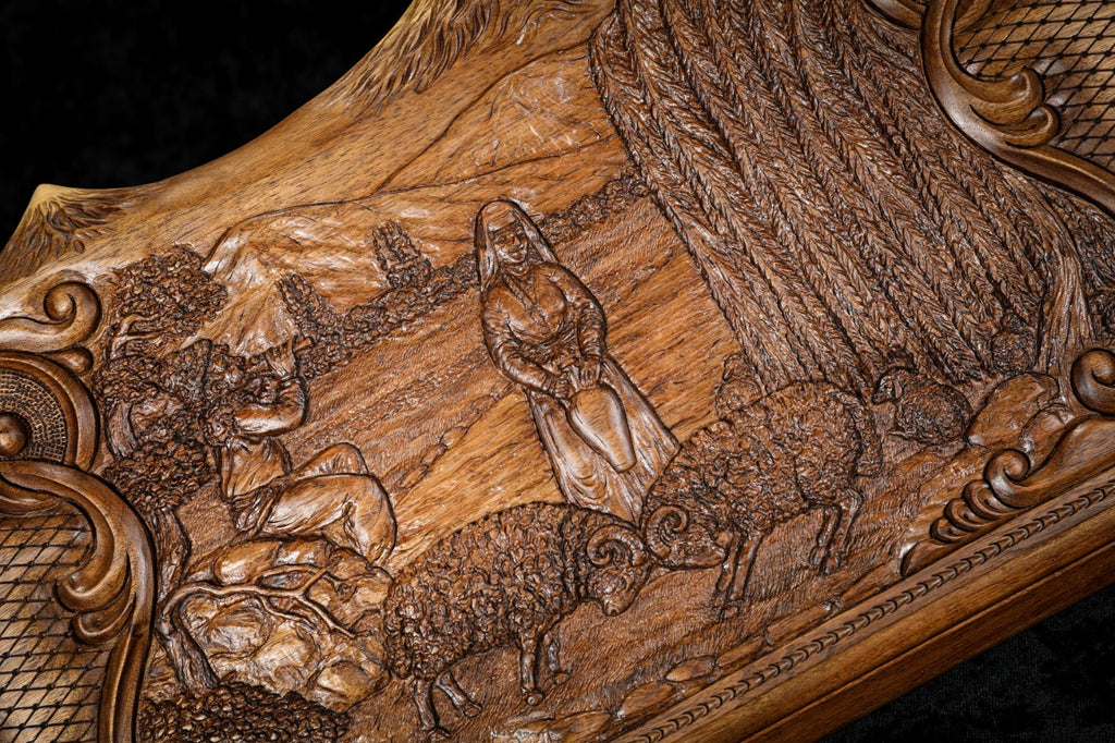 Handmade Walnut Backgammon Set with Rural Scene, Hornbeam Inlay and Ararat Outline, 60 cm - photo 2