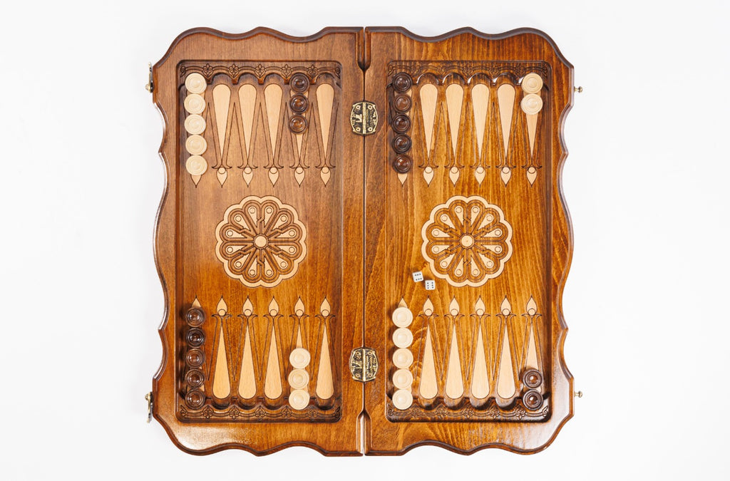Handmade Walnut Chess and Backgammon Set with Armenian Ornament, 50 cm - photo 10
