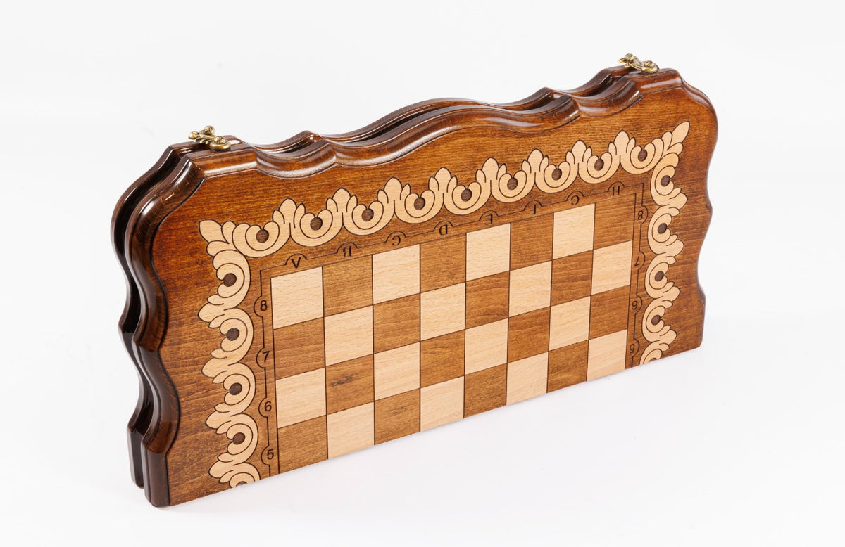 Handmade Walnut Chess and Backgammon Set with Armenian Ornament, 50 cm - photo 4