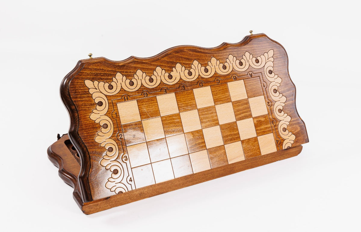 Handmade Walnut Chess and Backgammon Set with Armenian Ornament, 50 cm - photo 8