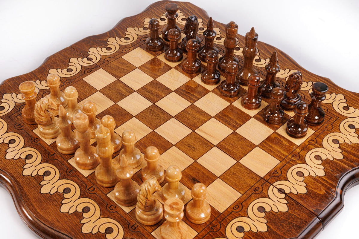 Handmade Walnut Chess and Backgammon Set with Armenian Ornament, 50 cm - photo 2