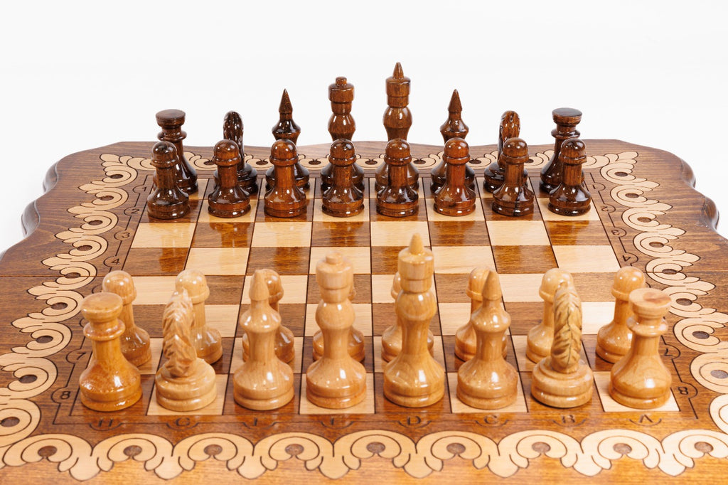 Handmade Walnut Chess and Backgammon Set with Armenian Ornament, 50 cm - photo 5