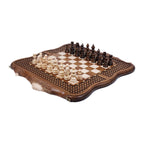Handmade Walnut Chess and Backgammon Set with Ornamental Braid Pattern, 60 cm (Model 32101-2)