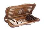 Handmade Walnut Chess and Backgammon Set with Ornamental Braid Pattern, 60 cm - photo 9