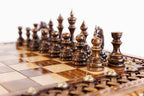 Handmade Walnut Square Chess Set with Bronze Legs, 40 cm - photo 6