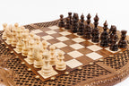 Handmade Walnut Chess and Backgammon Set with Ornamental Braid Pattern and Ararat Outline, 60 cm - photo 2