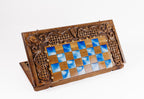 Handmade Walnut Chess and Backgammon Set with Ornamental Braid Pattern and Epoxy Resin, 60 cm - photo 4
