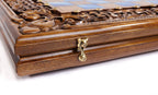 Handmade Walnut Chess and Backgammon Set with Ornamental Braid Pattern and Epoxy Resin, 60 cm - photo 11