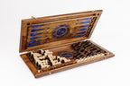 Handmade Walnut Chess and Backgammon Set with Ornamental Braid Pattern and Epoxy Resin, 60 cm - photo 9