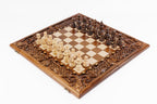 Handmade Walnut Chess and Backgammon Set with Ornamental Braid Pattern and Epoxy Resin, 60 cm (Model 32207.)