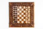 Handmade Walnut Chess and Backgammon Set with Ornamental Braid Pattern and Epoxy Resin, 60 cm - photo 6