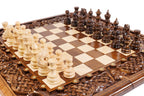 Handmade Walnut Chess and Backgammon Set with Ornamental Braid Pattern and Epoxy Resin, 60 cm - photo 2