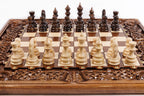 Handmade Walnut Chess and Backgammon Set with Ornamental Braid Pattern and Epoxy Resin, 60 cm - photo 5