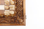 Handmade Walnut Chess and Backgammon Set with Ornamental Braid Pattern and Epoxy Resin, 60 cm - photo 11