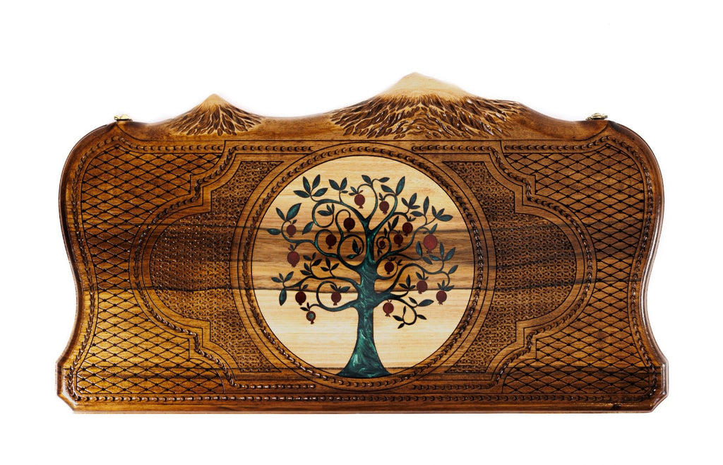 Handmade Walnut Backgammon Set with Pomegranate Tree and Ararat Outline, 60 cm - photo 6