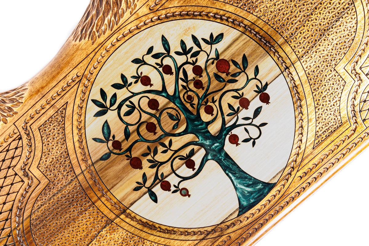 Handmade Walnut Backgammon Set with Pomegranate Tree and Ararat Outline, 60 cm - photo 2