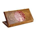Handmade Walnut Backgammon Set with Epoxy Trees, 50 cm (Model 12634-1)