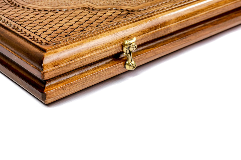 Handmade Walnut Backgammon Set with Epoxy Trees, 50 cm - photo 10