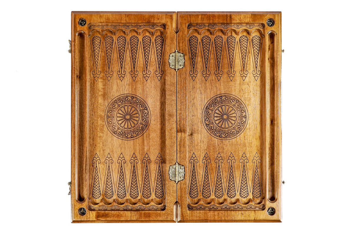 Handmade Walnut Backgammon Set with Epoxy Trees, 50 cm - photo 9