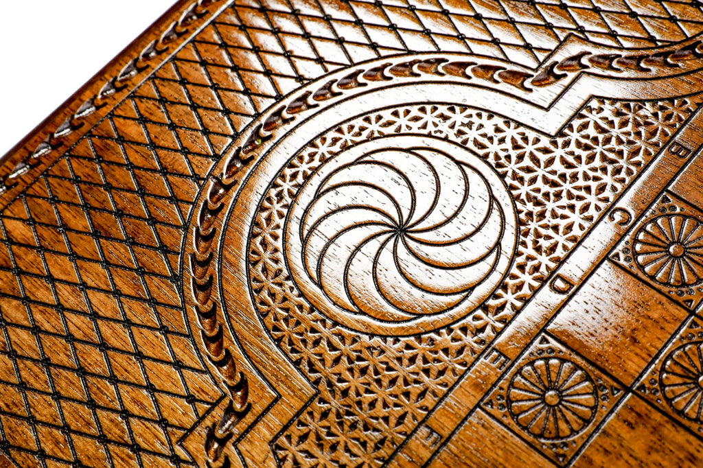 Handmade Walnut Backgammon Set with Epoxy Trees, 50 cm - photo 5