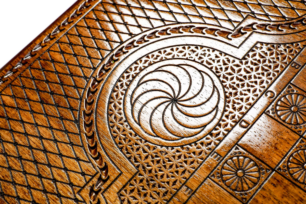 Handmade Walnut Backgammon Set with Epoxy Trees, 50 cm - photo 5