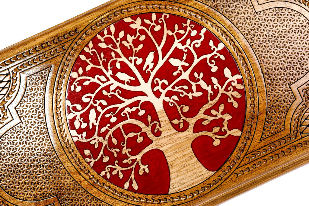 Handmade Walnut Backgammon Set with Epoxy Trees, 50 cm - photo 2