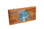 Handmade Walnut Backgammon Set with Epoxy Trees, 50 cm - photo 6