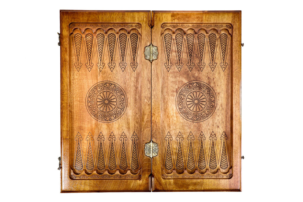 Handmade Walnut Backgammon Set with Epoxy Trees, 50 cm - photo 9