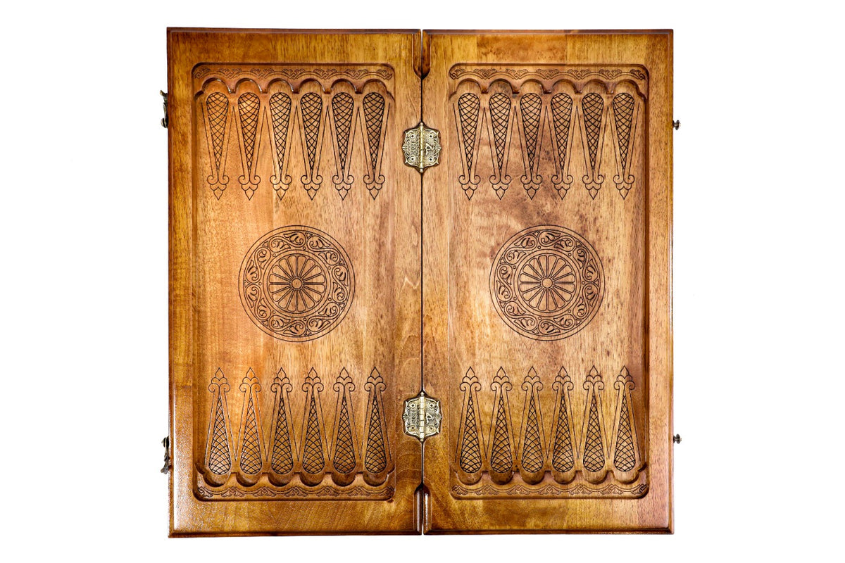Handmade Walnut Backgammon Set with Epoxy Trees, 50 cm - photo 9