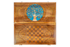 Handmade Walnut Backgammon Set with Epoxy Trees, 50 cm - photo 7