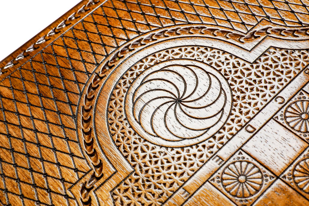 Handmade Walnut Backgammon Set with Epoxy Trees, 50 cm - photo 5
