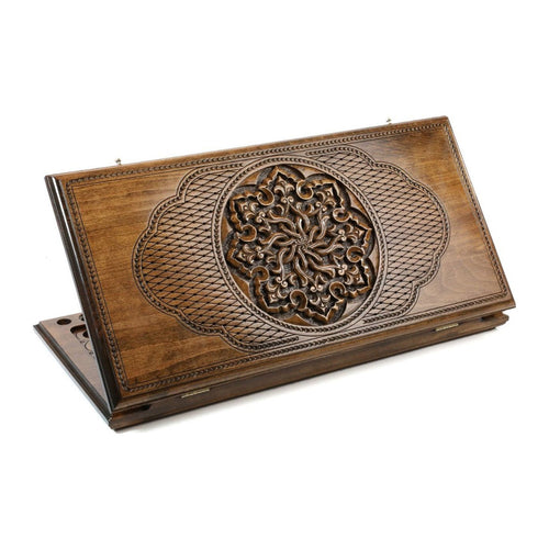 Backgammon Set with Armenian Ornament, 60 cm – handmade wooden nardi board by Hrachya Ohanyan