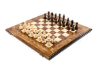 Handmade Walnut Chess and Backgammon Set, Classic Board, 60 cm