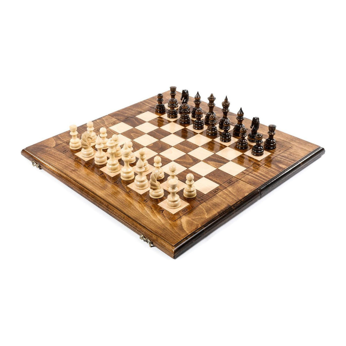 Handmade Walnut Chess and Backgammon Set, Classic Board, 60 cm