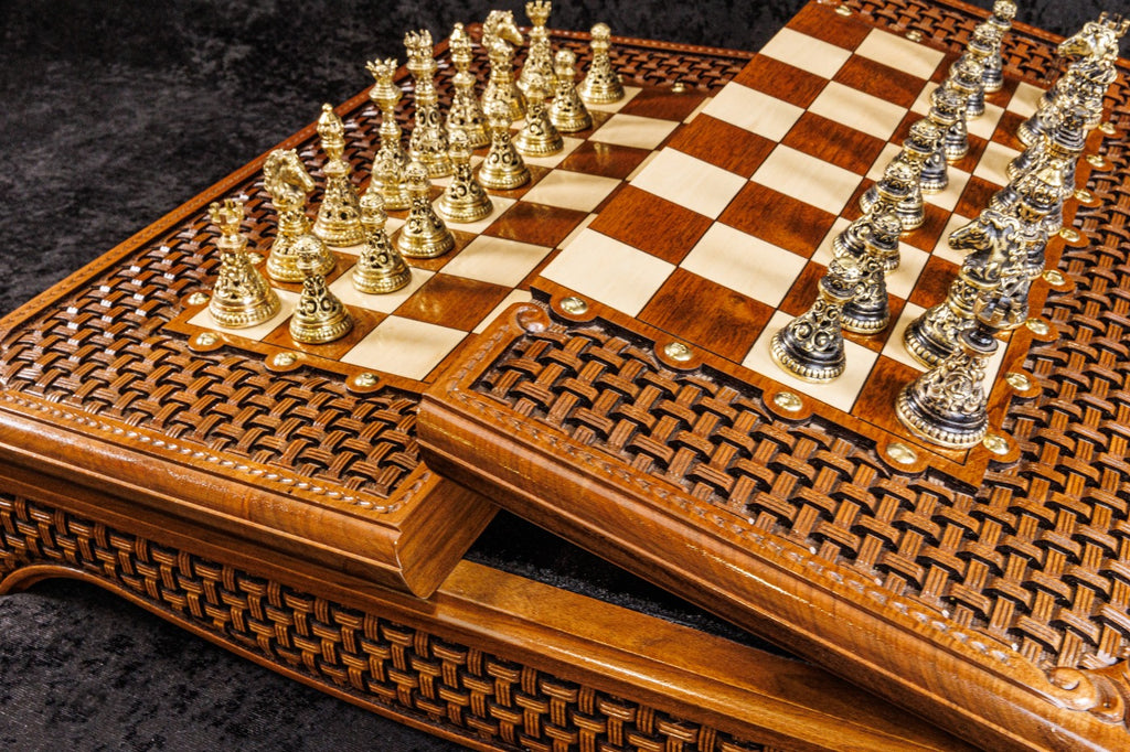 Handmade Walnut Box-Style Chess Set, 60 cm - photo 3