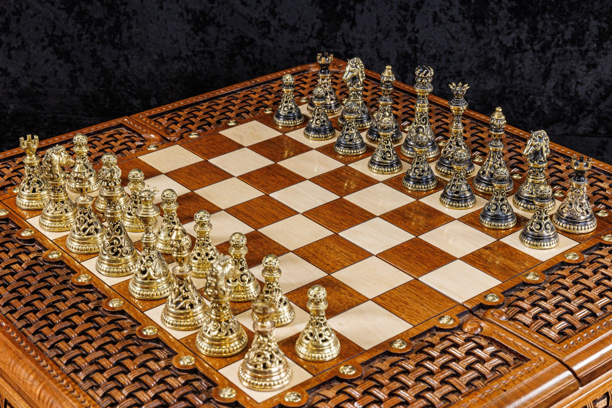 Handmade Walnut Box-Style Chess Set, 60 cm - photo 2