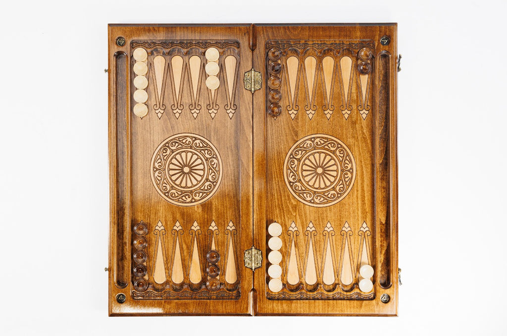 Handmade Wooden Two-Sided Backgammon Set with Armenian Ornament, 60 cm - photo 8