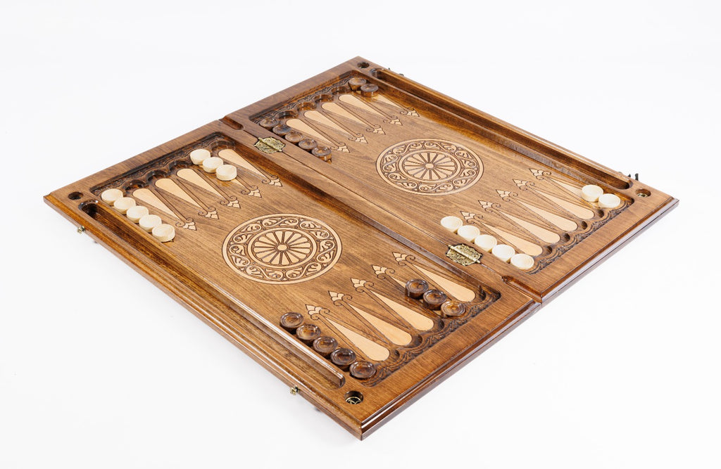 Handmade Wooden Two-Sided Backgammon Set with Armenian Ornament, 60 cm - photo 3