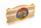 Handmade Walnut Backgammon Set with Armenian Coat of Arms and Epoxy Resin, 60 cm - photo 6