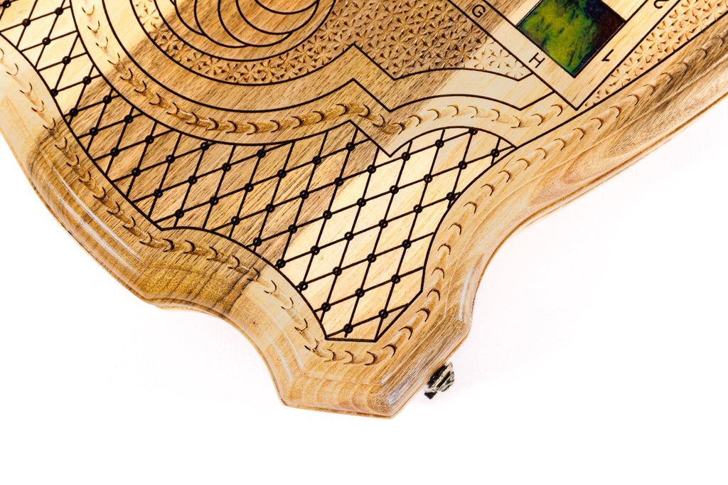 Handmade Walnut Backgammon Set with Armenian Coat of Arms and Epoxy Resin, 60 cm - photo 10