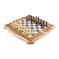 Handmade Walnut Chess and Backgammon Set with Contour Outline, 60 cm (Model 32234)