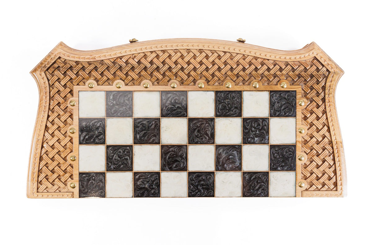 Handmade Walnut Chess and Backgammon Set with Contour Outline, 60 cm - photo 8