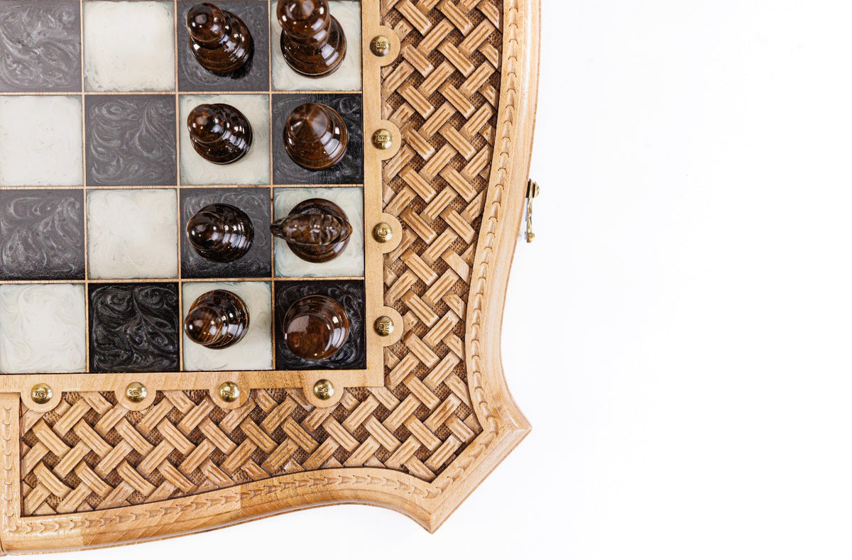 Handmade Walnut Chess and Backgammon Set with Contour Outline, 60 cm - photo 10