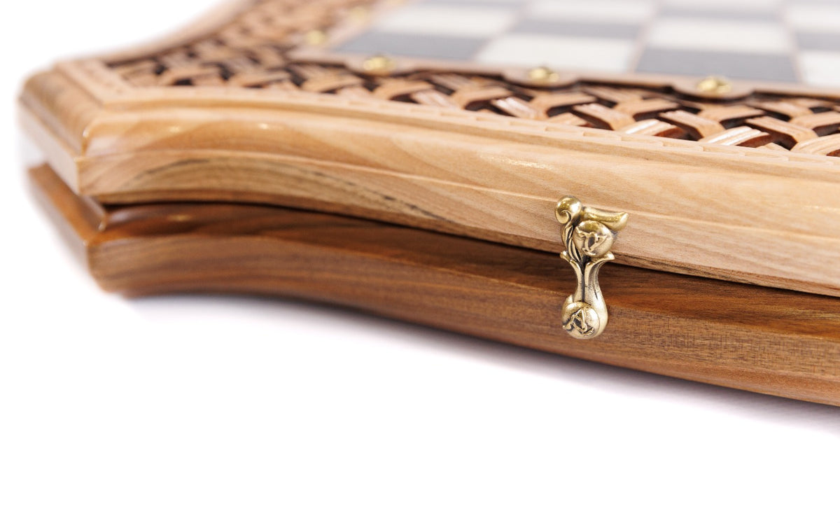 Handmade Walnut Chess and Backgammon Set with Contour Outline, 60 cm - photo 11
