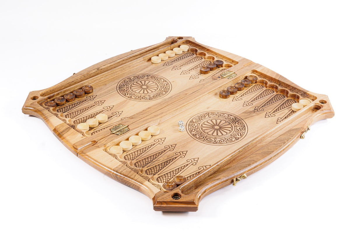 Handmade Walnut Chess and Backgammon Set with Contour Outline, 60 cm - photo 3