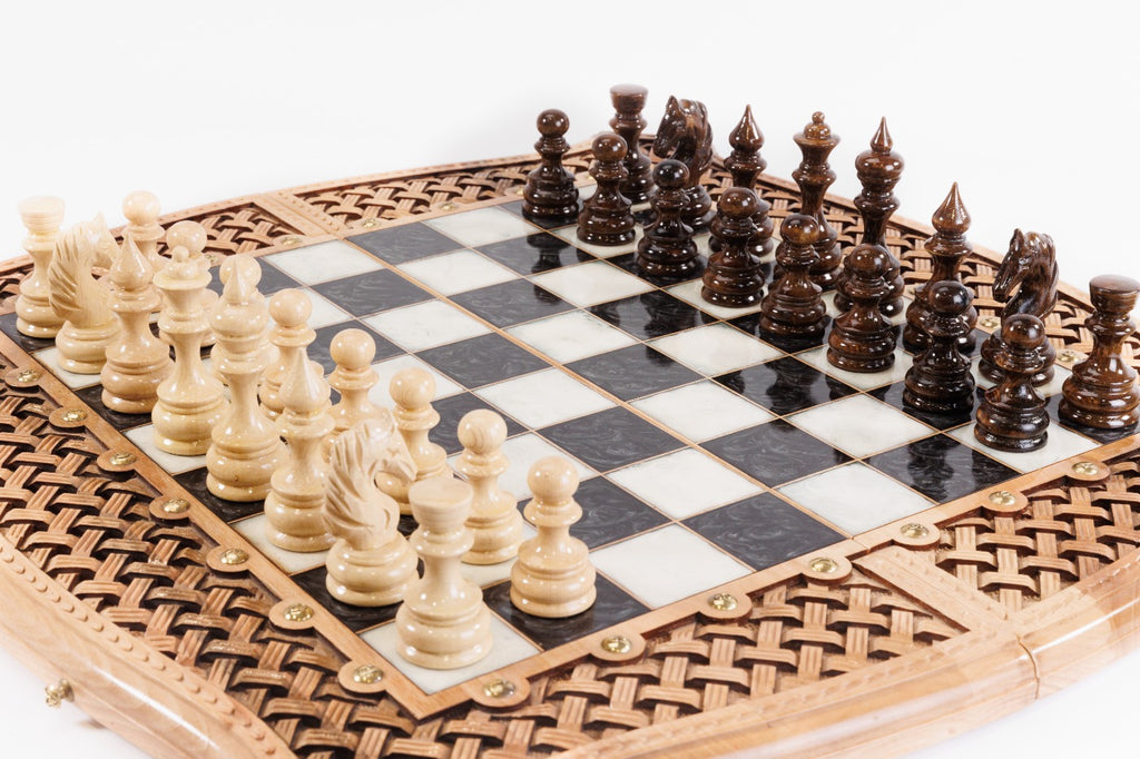 Handmade Walnut Chess and Backgammon Set with Contour Outline, 60 cm - photo 2