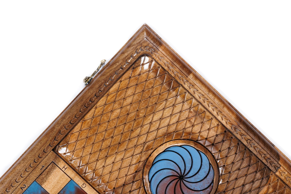 Handmade Walnut Backgammon Set with Oil Painting, 60 cm - photo 11