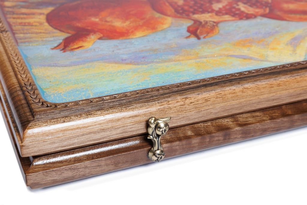 Handmade Walnut Backgammon Set with Oil Painting, 60 cm - photo 12