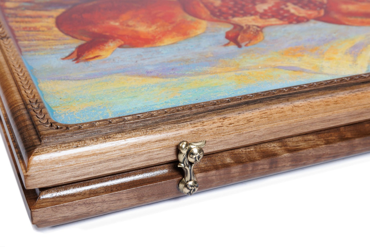 Handmade Walnut Backgammon Set with Oil Painting, 60 cm - photo 12